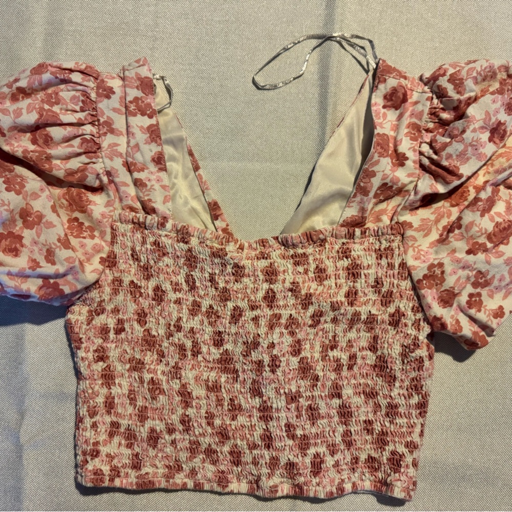 Floral Puff Sleeve Blouse - Pink